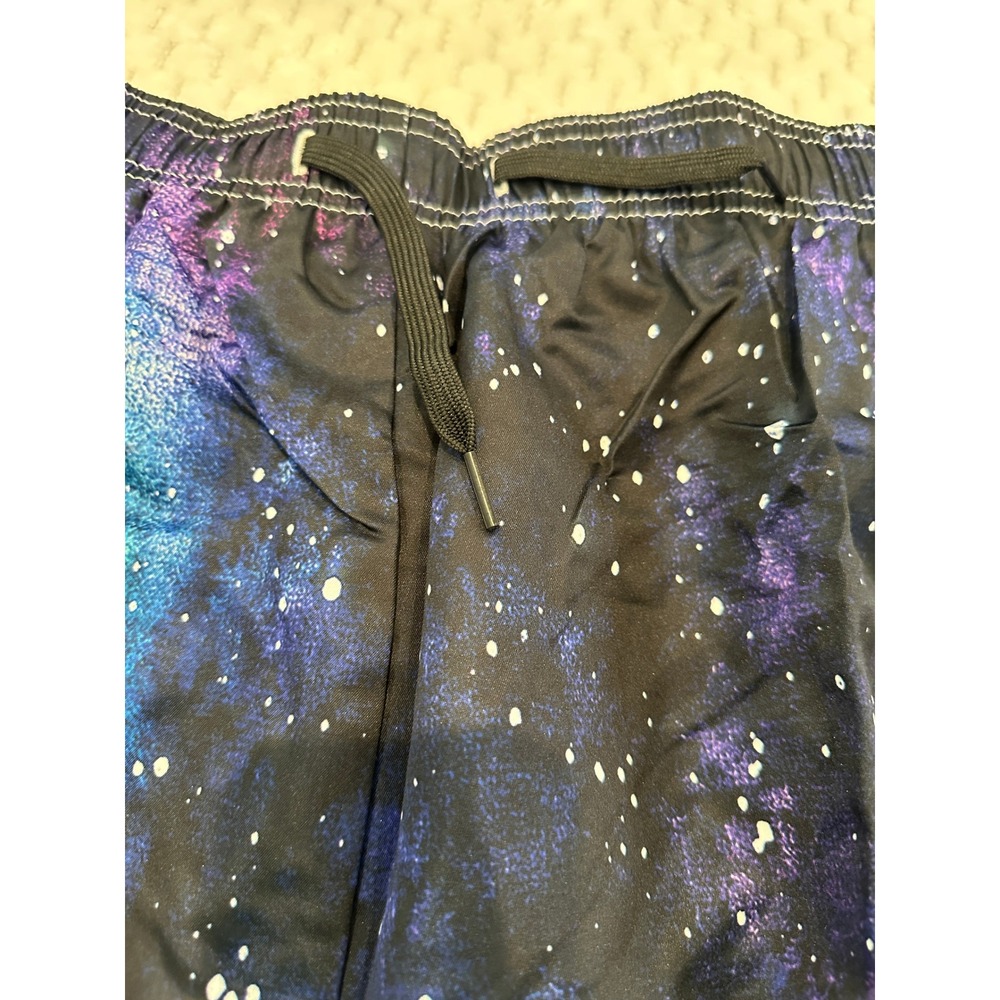 Mens Galaxy Nebula Print Swim Trunks Blue Purple Mesh Lined Shorts 2XL P1046 - Picture 6 of 6
